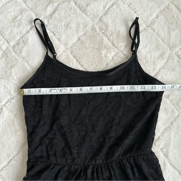 Asos | Black Lace Midi Spaghetti Strap Skater Dress | Size 4 - Picture 6 of 8